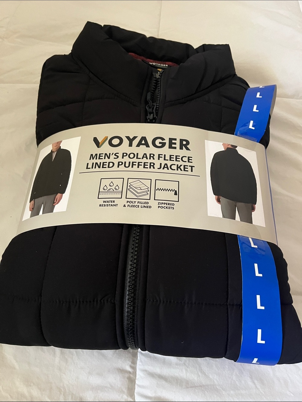 Voyager Men’s Black Polar Fleece-Lined Puffer Jacket